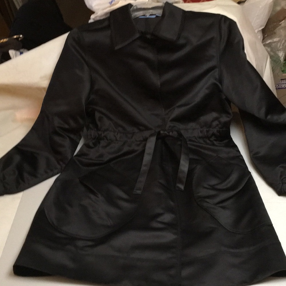 Simply Vera Black Polyester Cinched waist coat SzM